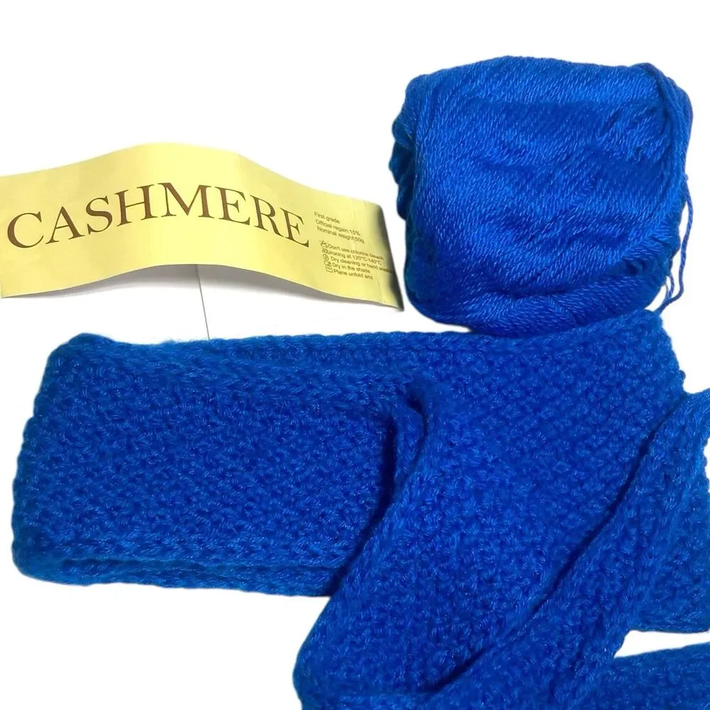Sophie Scarf Blue Cashmere Neck Warmer Hand Knit Women Neckerchief Gift for Her